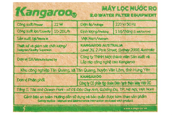Máy lọc nước RO Kangaroo KG110 9 lõi Màu Xanh lá