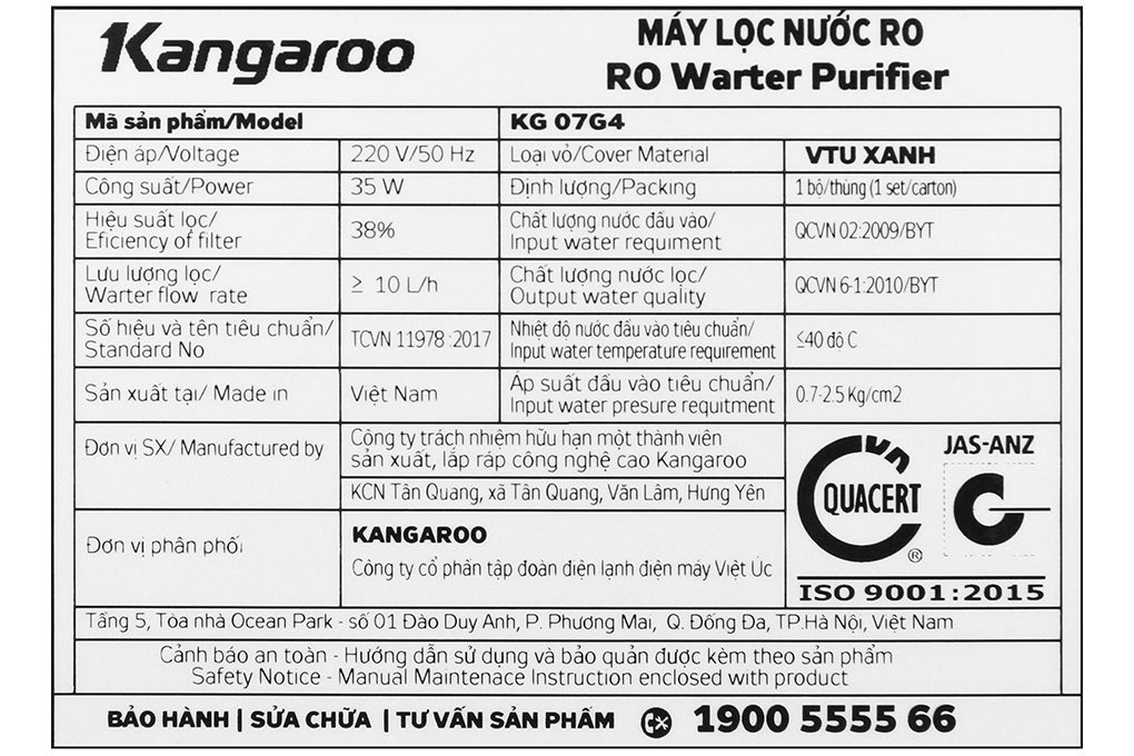 Mua máy lọc nước RO Kangaroo KG07G4VTU