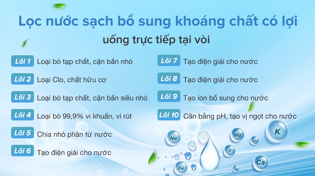 Máy lọc nước R.O nóng nguội lạnh Hydrogen Kangaroo KG10A4VTU 10 lõi