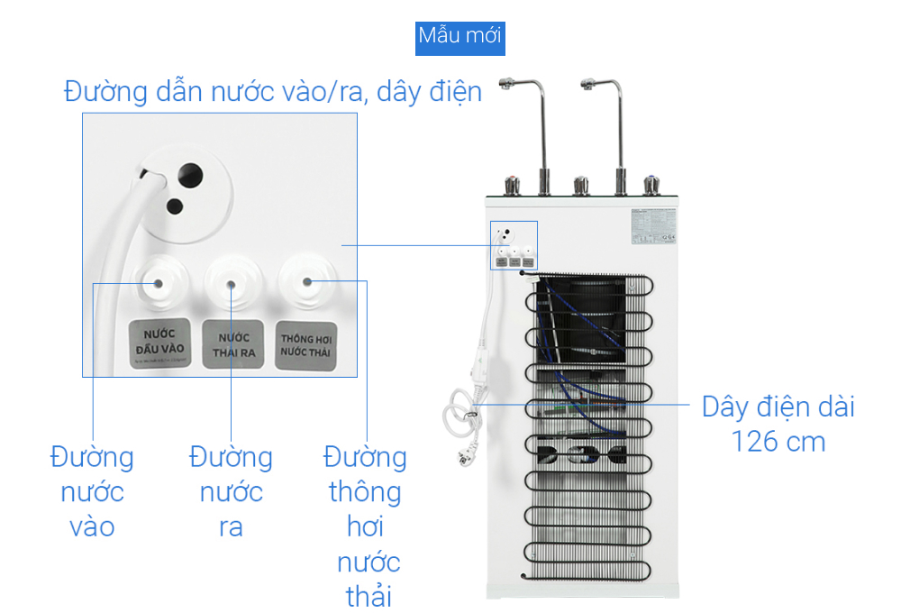 Máy lọc nước RO nóng nguội lạnh Hydrogen Kangaroo KG10A4VTU 10 lõi Màu Đen - Xám