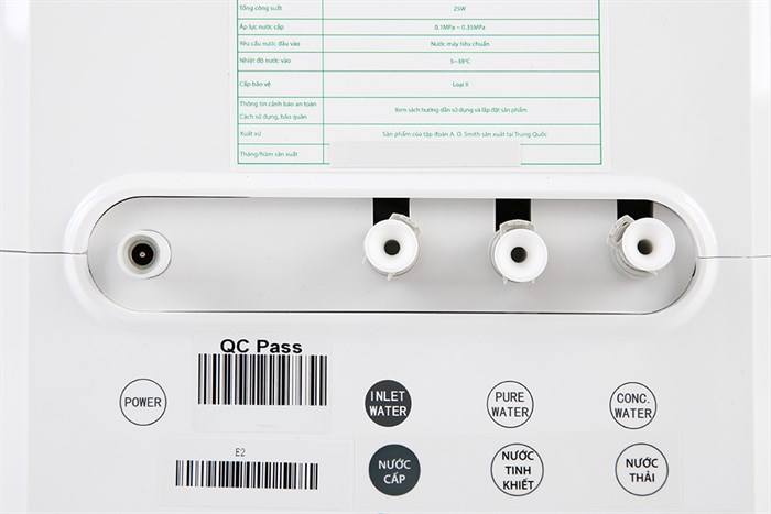 Máy lọc nước RO AOSmith E2 5 lõi Màu Trắng