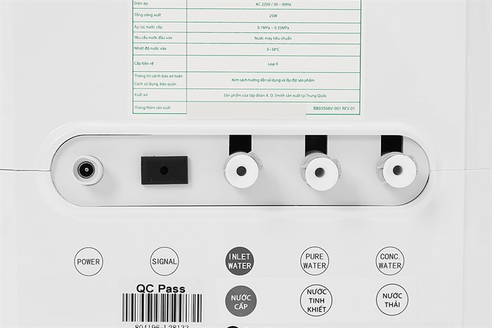 Máy lọc nước RO Aosmith E3 5 lõi Màu Trắng