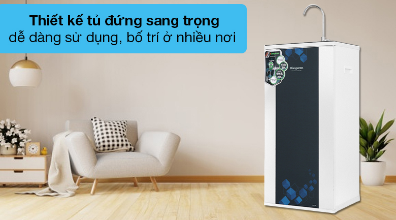 Máy lọc nước RO 8 lõi lọc model KG-08G4 VTU - Có vỏ tủ chắc chắn, màu xanh dương đậm sang trọng