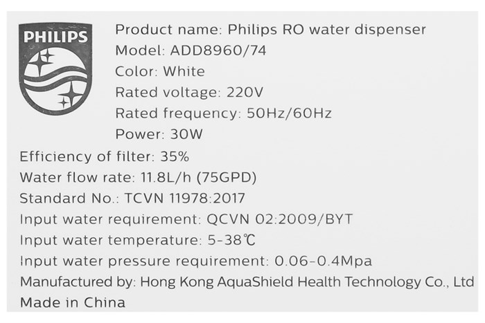 Máy lọc nước RO Philips ADD8960 8 lõi Màu Trắng