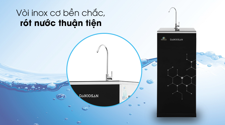 Máy lọc nước RO Daikiosan DXW-32009H - Vòi nước inox bền chắc, rót nước linh hoạt