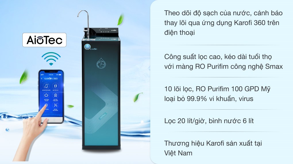 Máy lọc nước RO Karofi KAQ-P95 10 lõi