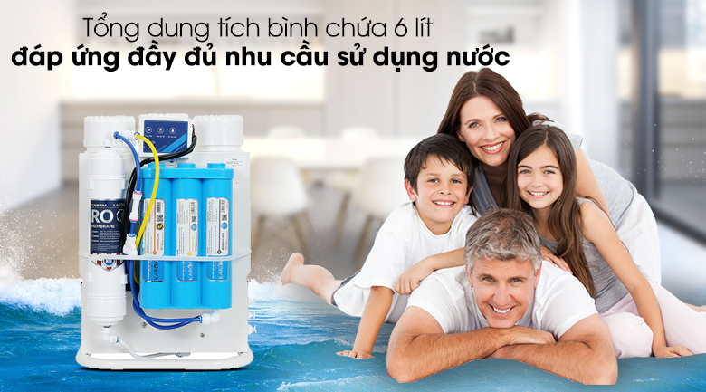 Dung tích bình chứa nước 6 lít - Máy lọc nước không vỏ RO Karofi KAQ-U95 10 lõi