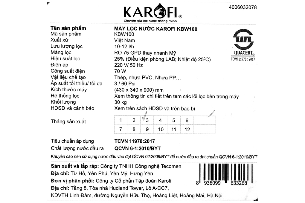 Nước lợ Karofi KBW-100 10 lõi