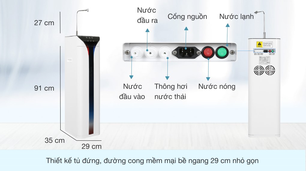 Máy lọc nước RO nóng nguội lạnh Hydrogen Kangaroo KG10A6S 7 lõi