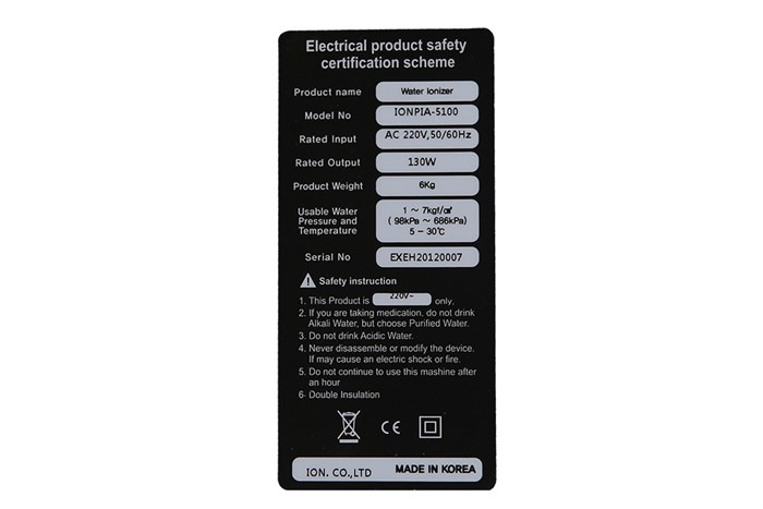 Máy lọc nước điện giải ion kiềm IONPIA 5100 5 lõi 7 tấm điện cực Màu Bạc