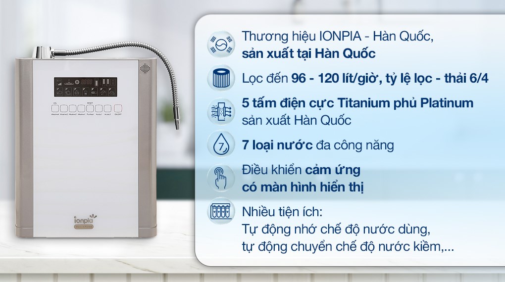 Máy lọc nước điện giải ion kiềm IONPIA 5250 5 lõi 5 tấm điện cực