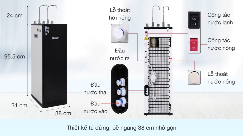 Máy lọc nước RO nóng nguội lạnh Dmax LNT003 10 lõi