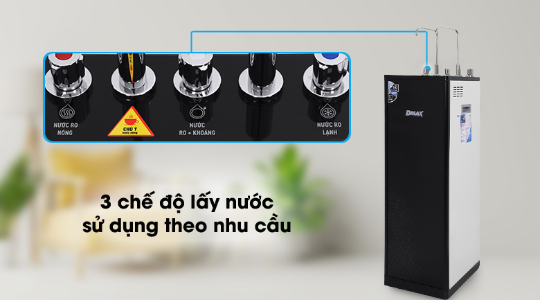 5 đặc điểm nổi bật của máy lọc nước nóng lạnh RO DMAX LNT003 10 lõi > Lọc nước nóng lạnh với 3 chế độ lấy nước nóng - nguội - lạnh tiện dụng 