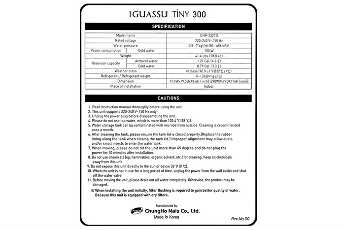 Máy lọc nước nguội lạnh RO ChungHo CHP-2321D 3 lõi