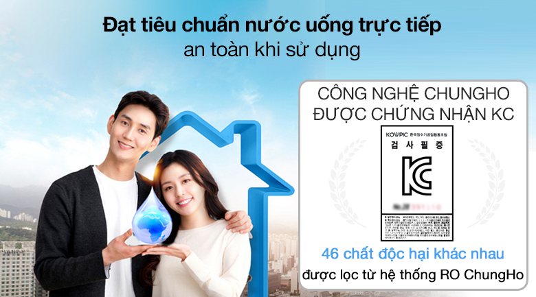 Đạt tiêu chuẩn an toàn - Máy lọc nước RO nóng lạnh ChungHo CHP-5321D 3 lõi