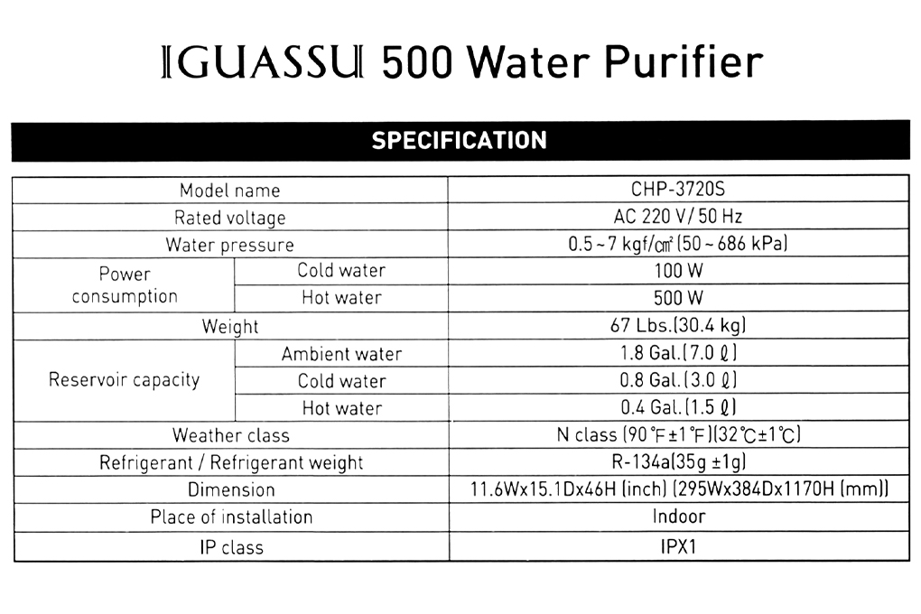 Máy lọc nước RO nóng nguội lạnh ChungHo CHP-3720S 4 lõi Màu Đen