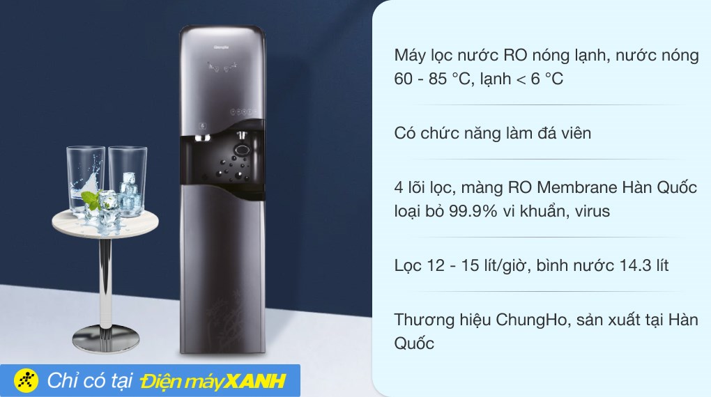 Máy lọc nước RO nóng nguội lạnh, làm đá ChungHo CHP-5380S2 4 lõi