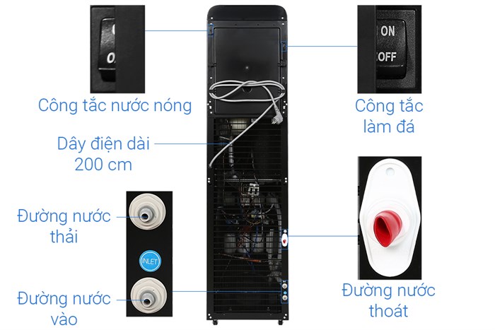 Máy lọc nước RO nóng nguội lạnh, làm đá ChungHo CHP-5380S2 4 lõi Màu Đen