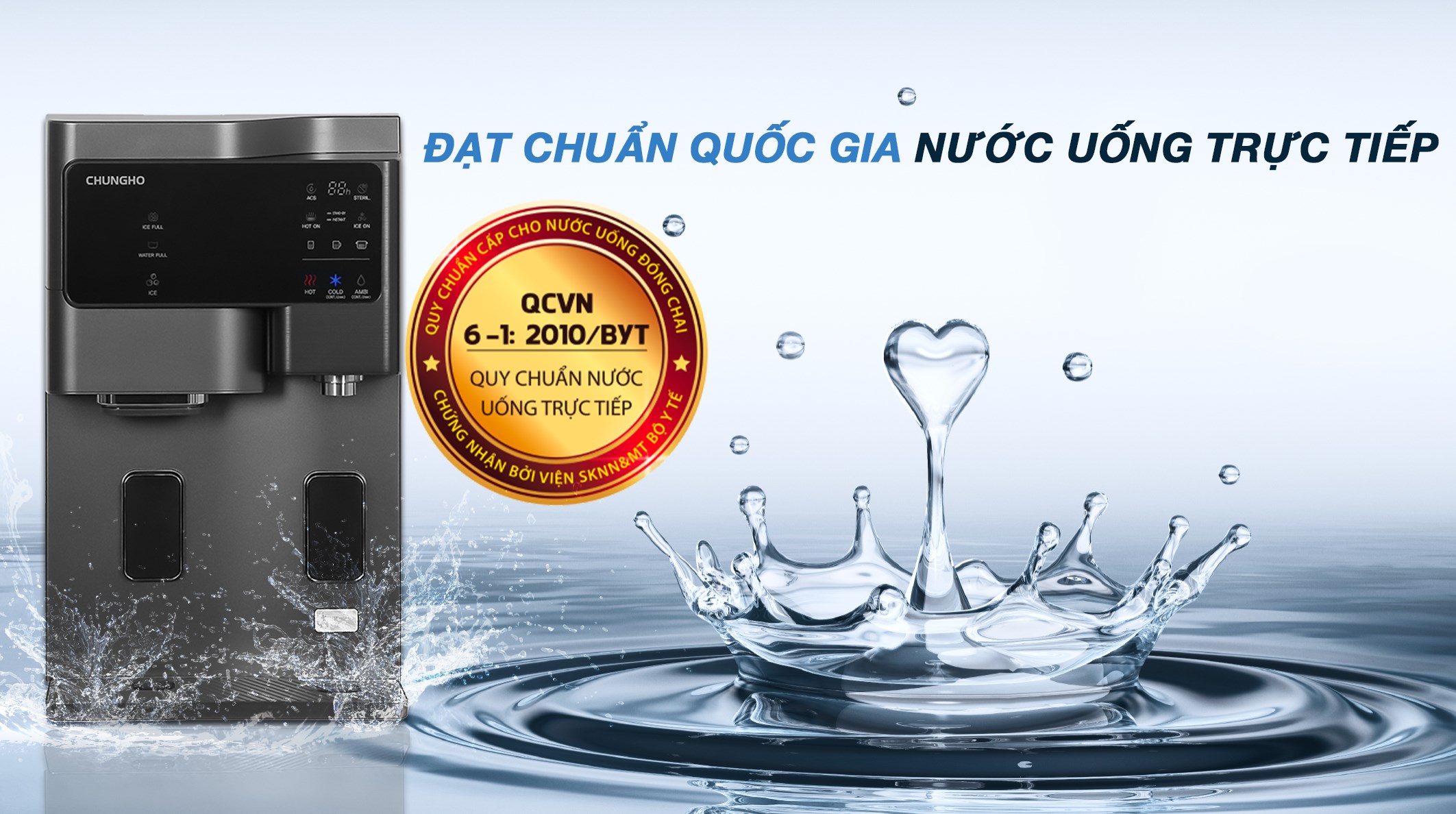 Máy lọc nước RO nóng nguội lạnh, làm đá ChungHo GWI-60C9560M 3 lõi