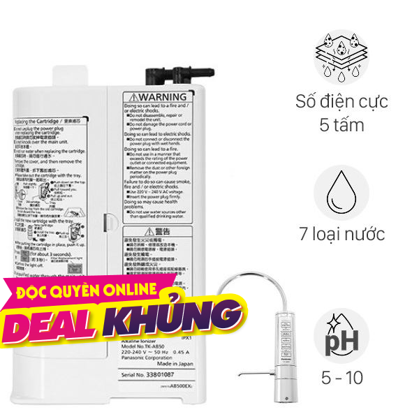 Máy lọc nước điện giải ion kiềm Panasonic TK-AB50 5 tấm điện cực