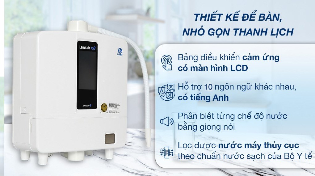 Máy lọc nước điện giải ion kiềm Kangen LeveLuk K8 8 tấm điện cực