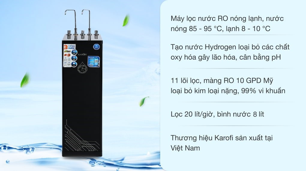 Máy lọc nước RO nóng nguội lạnh Karofi KAD-D66 11 lõi