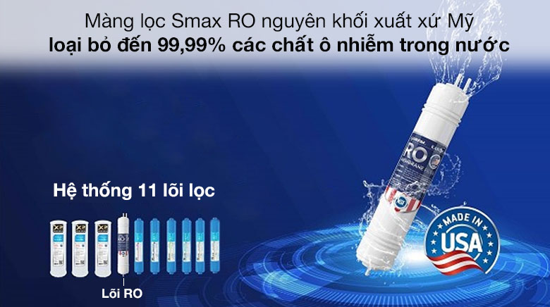 Lõi RO xuất xứ từ Mỹ - Máy lọc nước RO nóng lạnh Karofi KAD-D66 11 lõi