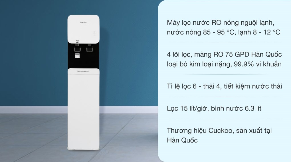 Máy lọc nước RO nóng nguội lạnh Cuckoo CP-FRP601SW 4 lõi