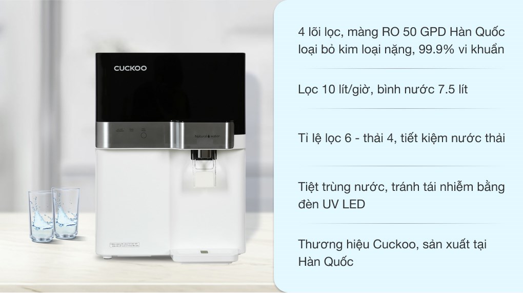 Máy lọc nước RO Cuckoo CP-RRP702MBK 4 lõi