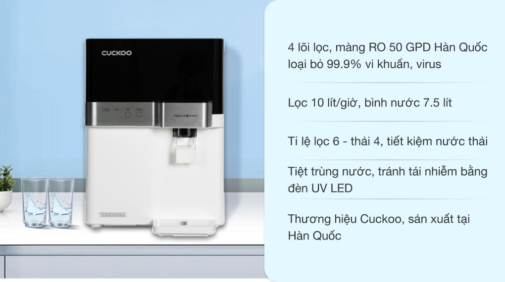 Máy lọc nước RO Cuckoo CP-RRP701MBK 4 lõi