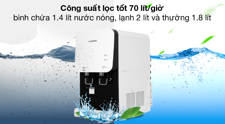 Công suất lớn - Máy lọc nước Nano nóng lạnh Cuckoo CP-FN601HW 4 lõi