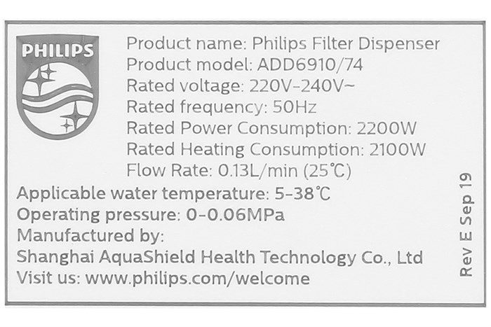 Máy lọc nước RO để bàn Philips ADD6910 1 lõi Màu Xám