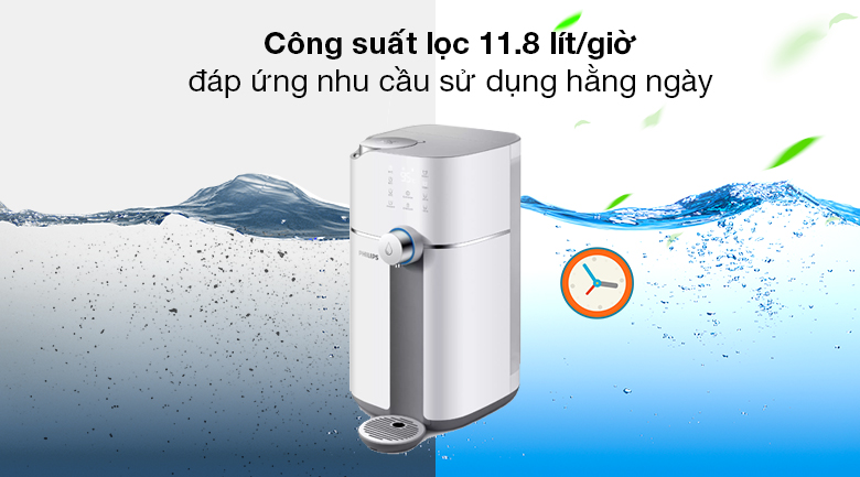 Máy lọc nước RO để bàn Philips ADD6910 1 lõi - Cung cấp nước liên tục với công suất lọc 11.8 lít/giờ, bình chứa nước đến 4 lít