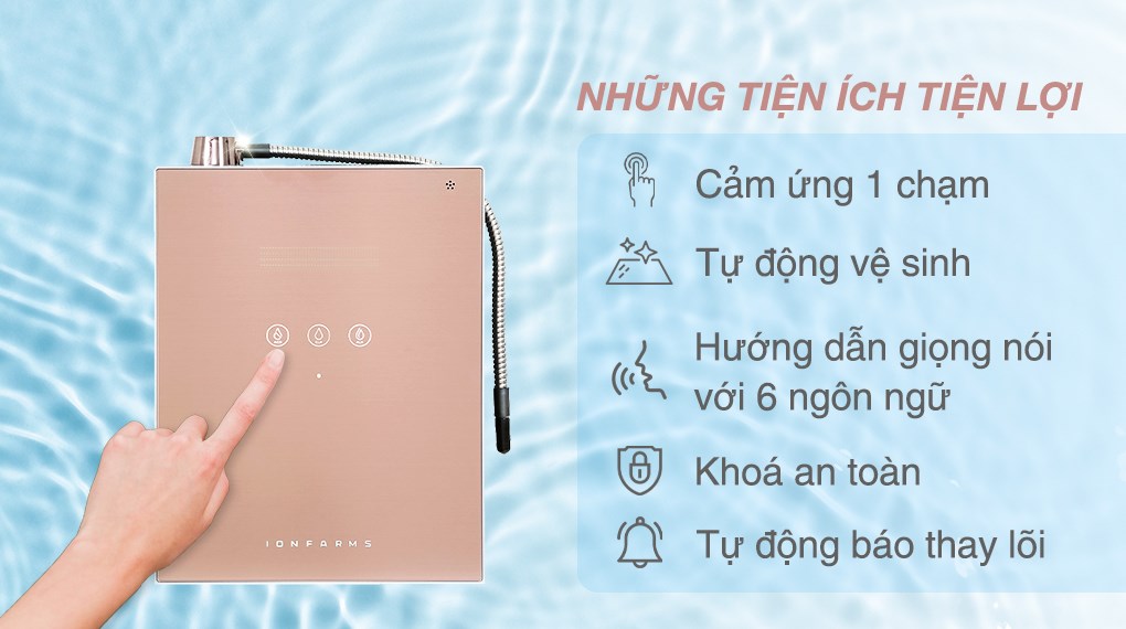 Máy lọc nước điện giải ion kiềm IonFarms Alpha-1500 2 lõi 5 tấm điện cực