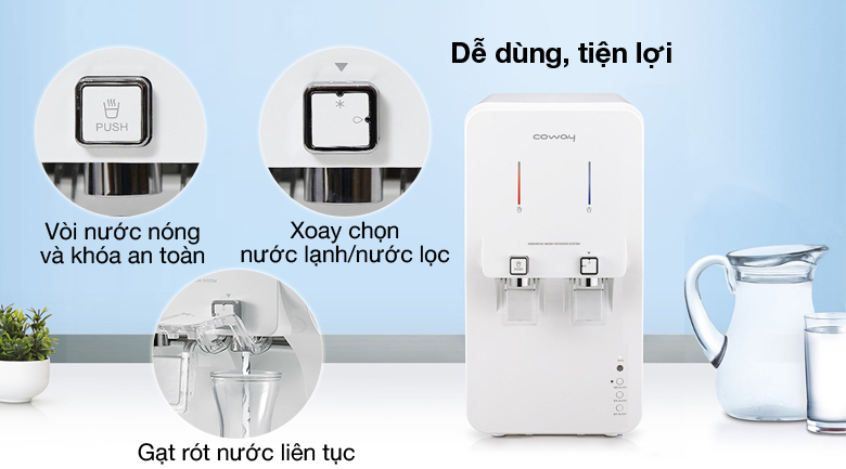 Dễ dùng - Máy lọc nước RO nóng lạnh nguội Coway CHP-260L 4 lõi