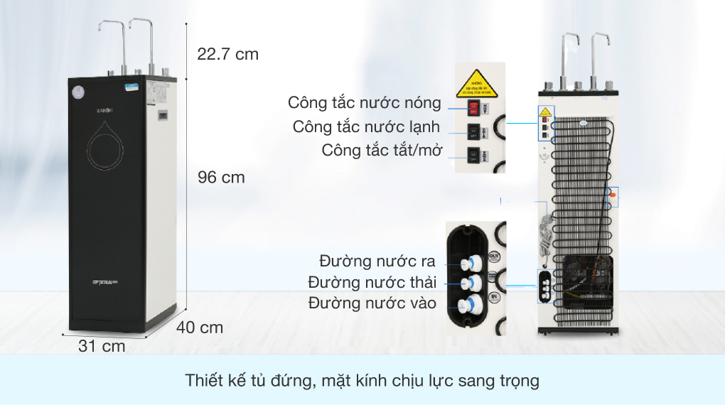 Máy lọc nước RO nóng nguội lạnh Karofi Optimus Duo O-D138 8 lõi