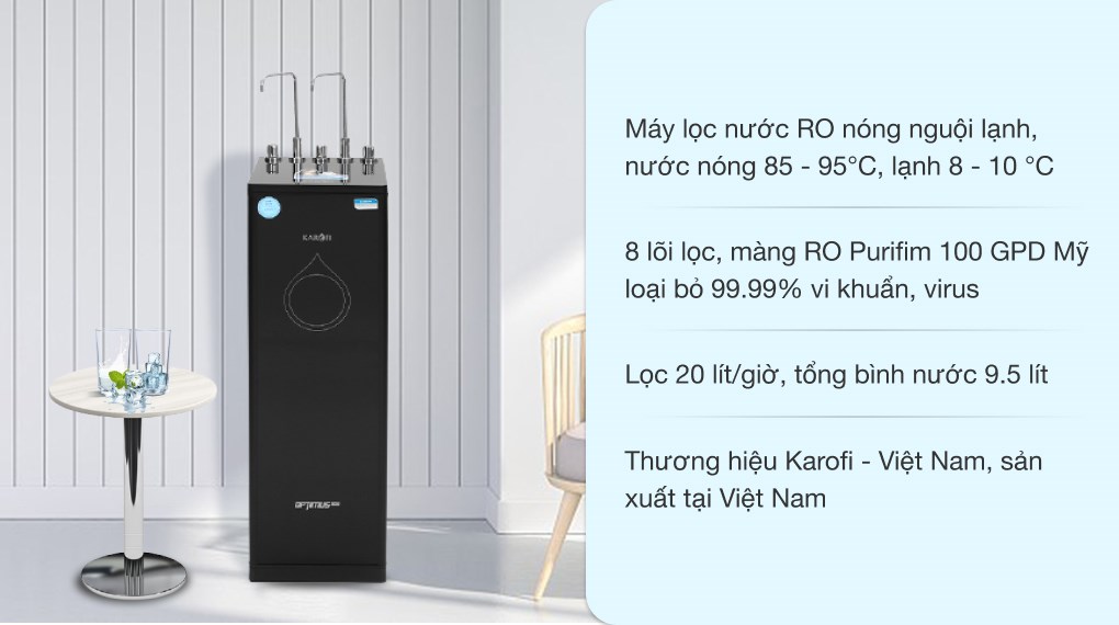 Máy lọc nước RO nóng nguội lạnh Karofi Optimus Duo O-D138 8 lõi