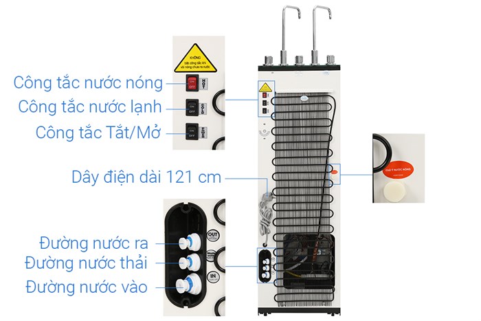 Máy lọc nước RO nóng nguội lạnh Karofi Optimus Duo O-D138 8 lõi Màu Đen