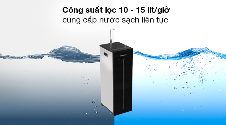 Máy lọc nước RO Sunhouse SHA88113K 10 lõi - Máy lọc nước Sunhouse có công suất lọc 10 - 15 lít/giờ, bình chứa dung tích 8 lít