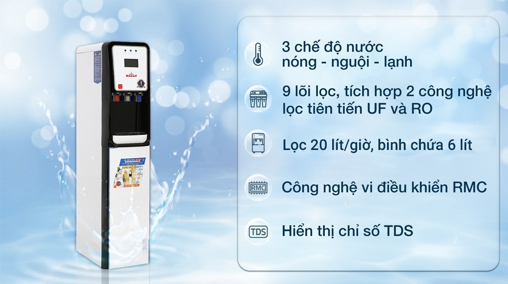 Máy lọc nước RO nóng nguội lạnh ROBOT GRAND-X9WKUR 9 lõi