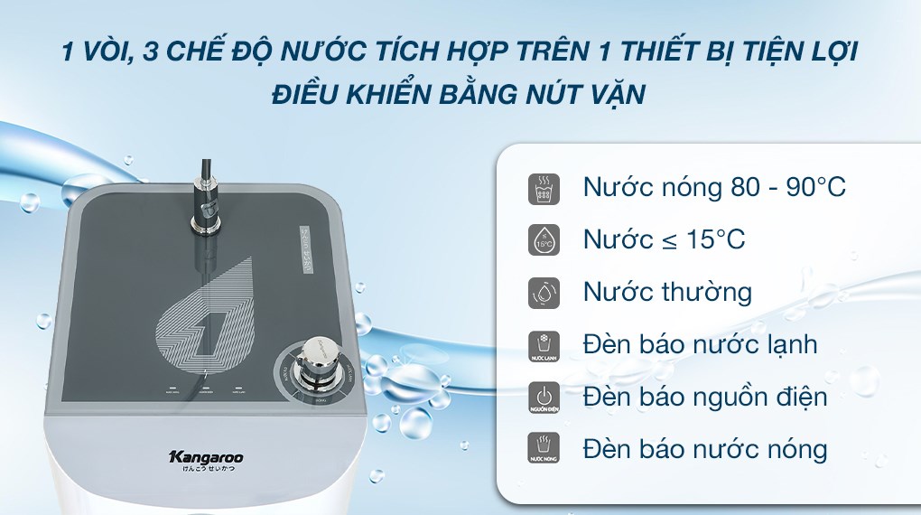 Máy lọc nước RO nóng nguội lạnh Hydrogen Kangaroo KG100HS 7 lõi - 8