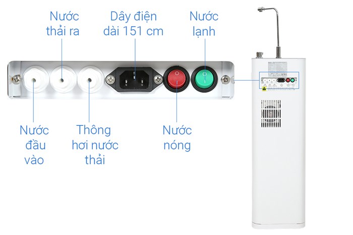 Máy lọc nước RO nóng nguội lạnh Hydrogen Kangaroo KG100HS 7 lõi Màu Trắng