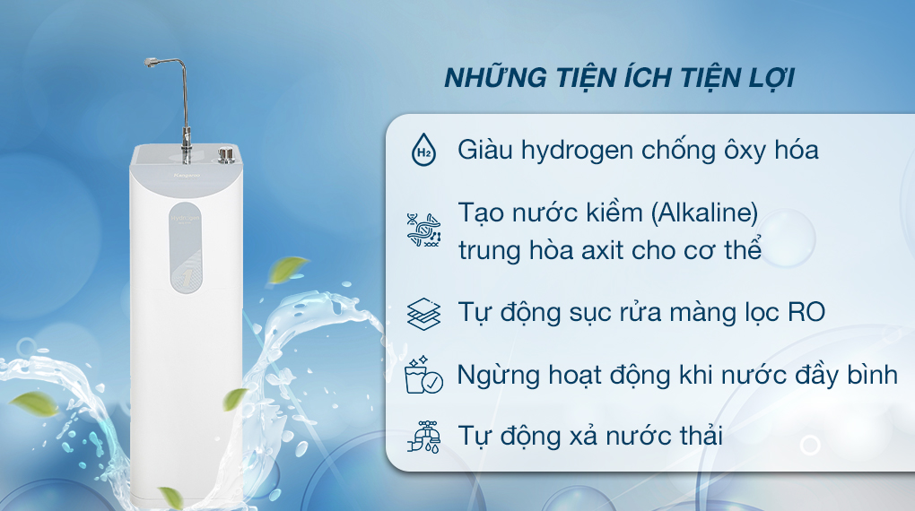 Tiện ích - Máy lọc nước RO nóng nguội lạnh Hydrogen Kangaroo KG100HS 7 lõi