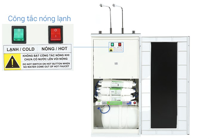 Máy lọc nước RO nóng nguội lạnh Hydrogen Kangaroo KG100HX VTU 10 lõi Màu Trắng - Đen
