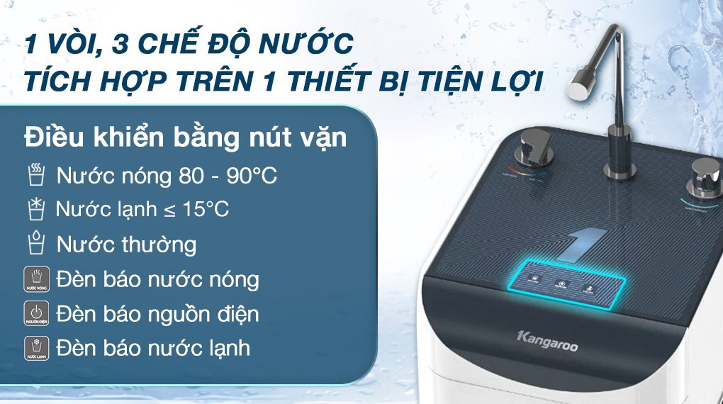 Máy lọc nước RO nóng nguội lạnh Hydrogen Kangaroo KG10A7ES 5 lõi