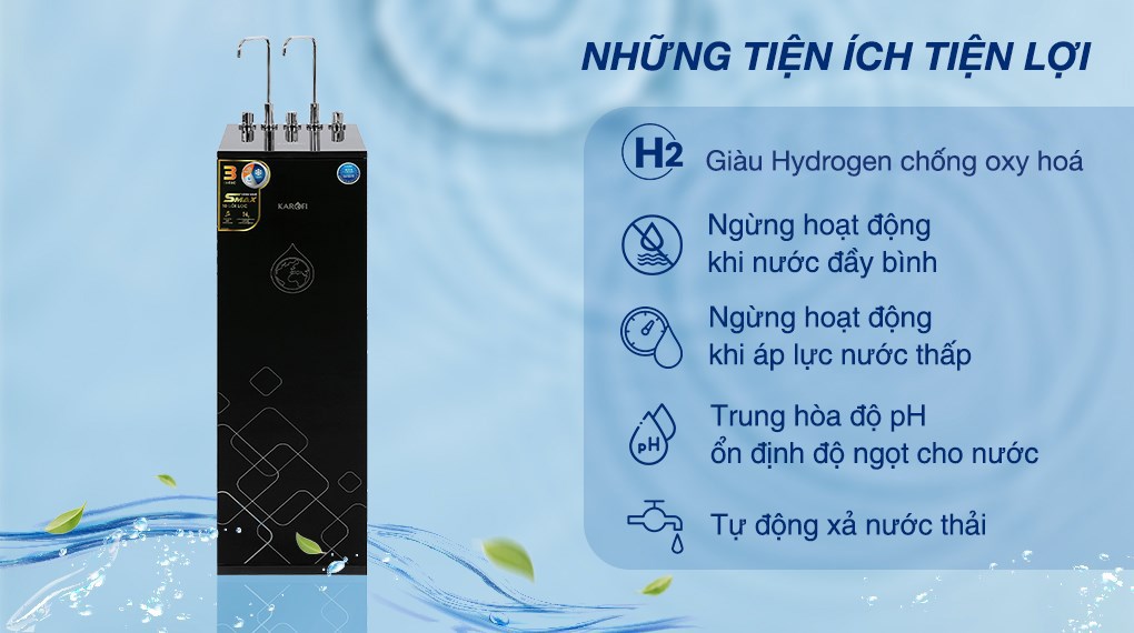 Máy lọc nước RO nóng nguội lạnh Hydrogen Karofi KAD-X39 10 lõi