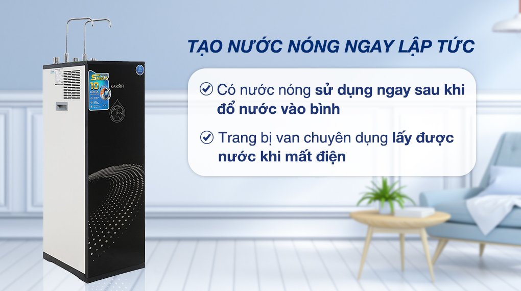 Máy lọc nước RO nóng nguội lạnh Karofi KAD-X60 - Tạo nước nóng nhanh chóng