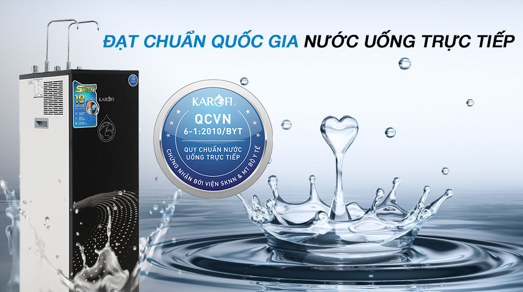 Chuẩn quốc gia nước uống trực tiếp - Máy lọc nước RO nóng nguội lạnh Karofi KAD-X60 10 lõ