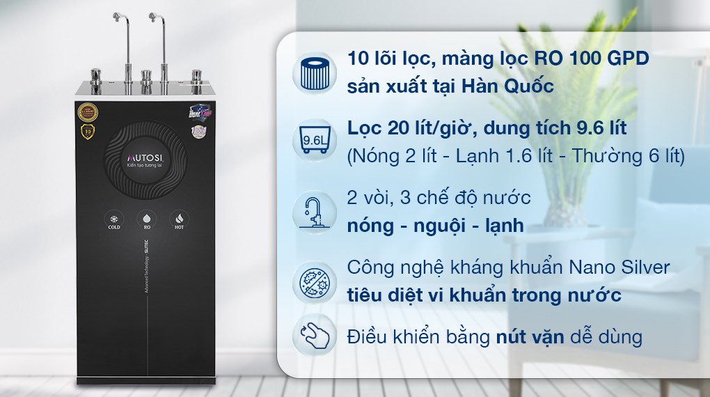 Máy lọc nước RO nóng lạnh Mutosi MP-E6100MHC 10 lõi