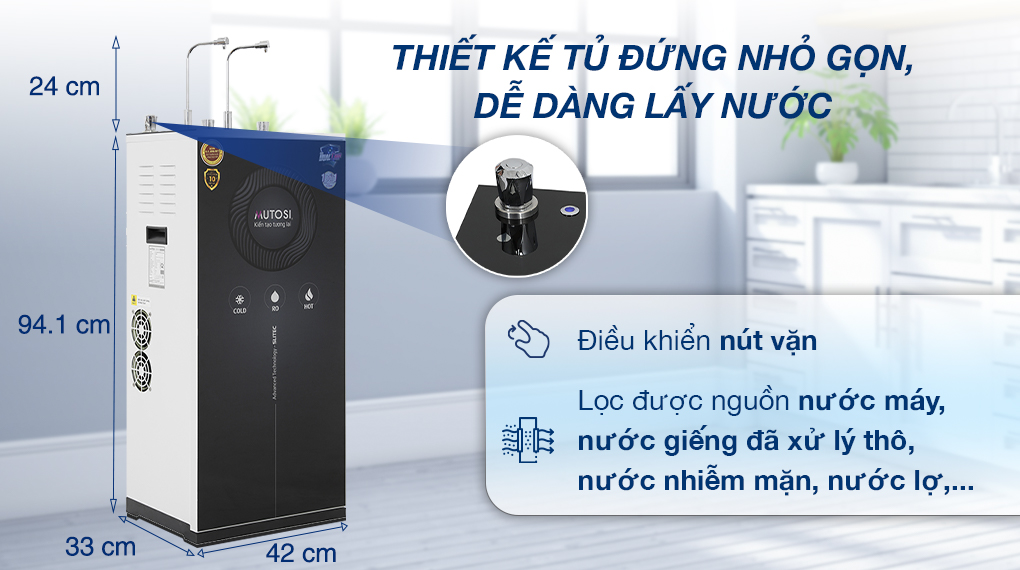 Thiết kế - Máy lọc nước RO nóng lạnh Mutosi MP-E6100MHC 10 lõi